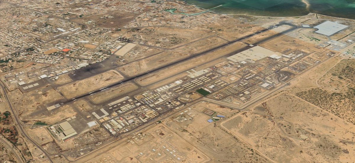 A Balbala nemzetközi repülőtér Dzsibutiban (Forrás: Google Earth)