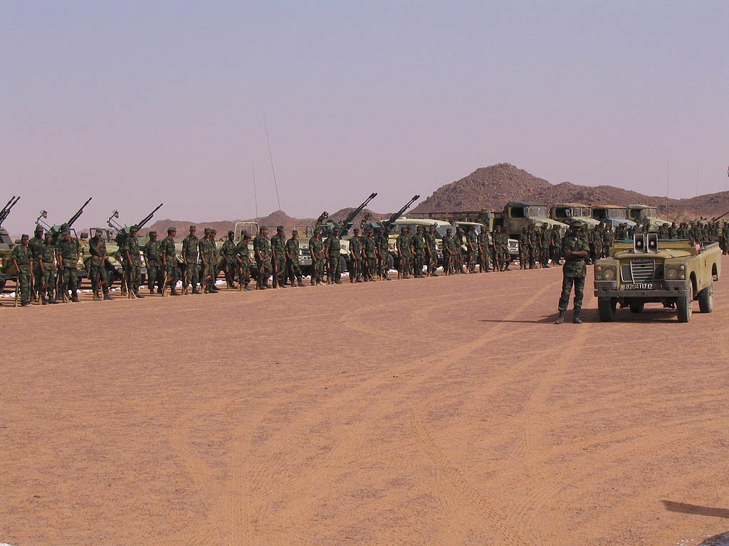 Katonai seregszemle 2005-ben a Polisario Front 32. születésnapján (Fotó: Flickr/Western Sahara)
